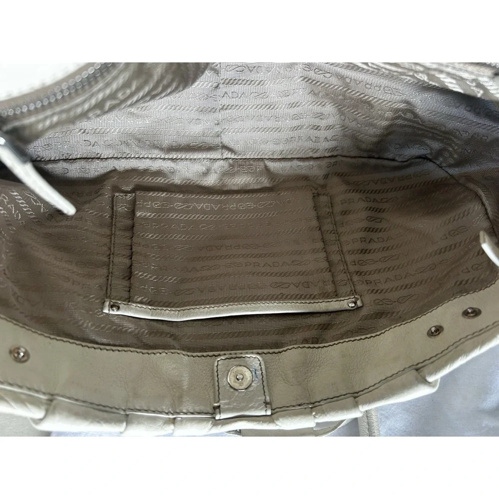 Prada  Leather Vitello Daino Push Lock Shoulder Bag Authentic - Picture 10 of 16